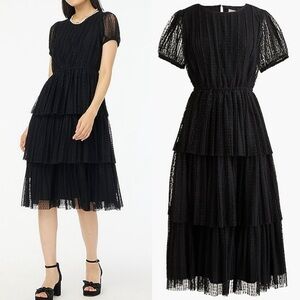 J. Crew Pleated flock-dot puff-sleeve dress sz4